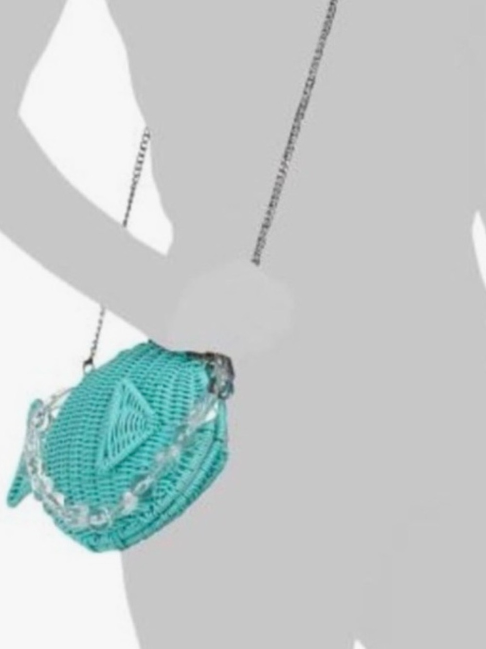 New Tommy Bahama Teal Woven Fish-Shaped Bag - Picture 3 of 15